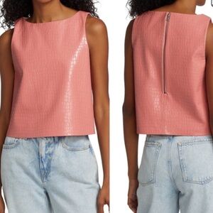 Alice and Olivia Amal Vegan Croc Boxy Pink Tank